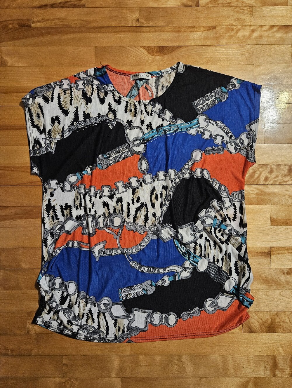 Casa Donna Gorgeous Multicoloured Chain Print Top Size XL